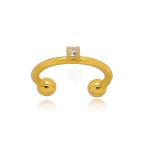 Piercing de pressão com ponto de luz de zircônia folheado em ouro 18k