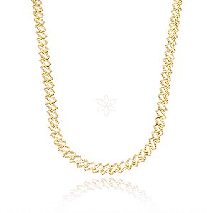 Choker escamas trabalhada folheado em ouro 18k