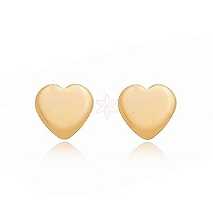 Brinco pequeno de coração liso folheado em ouro 18k