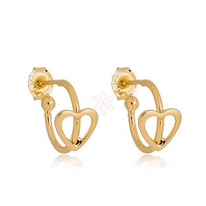 Argola pequena com coração vazado folheado em ouro 18k