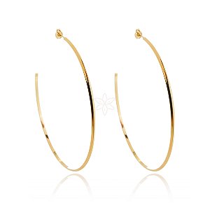 Argola extragrande fina lisa folheado em ouro 18k