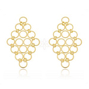Brinco grande de círculos folheado em ouro 18k