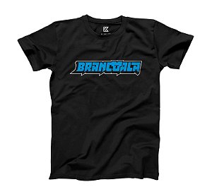 Camiseta Brancoala PRETA com logo AZUL