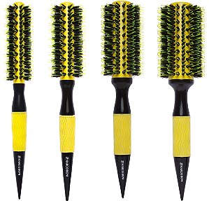 Kit 04 Escovas Profissionais Marco Boni Ceramic Yellow Basic