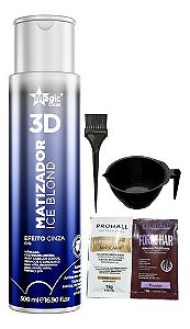 Kit Matizador 3d Ice Blond - Efeito Cinza - 500ml + Cumbuca