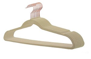 Kit 50 Cabide De Veludo Tradicional com Gancho Cobre IKAZA