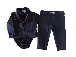 Terno todo preto para bebê