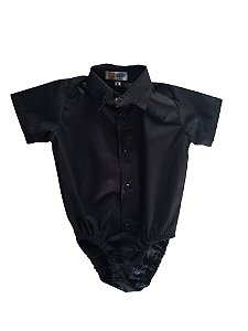 Body Camisa Bebê Manga Curta - Cor Preta | Feito por Encomenda 🖤