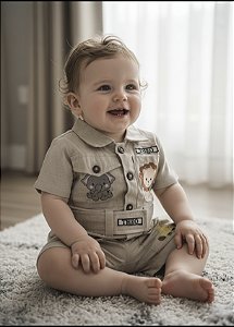 🌿✨ Macacão Safari Personalizado! 🦁🦒🐘🦓