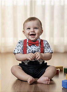 Look Mickey Mouse - Suspensório vermelho