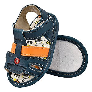 SANDALIA MASCULINA ADVENTURE - COR AZUL PETROLEO/LARANJA  - LINHA BABY