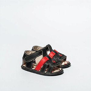 SANDALIA MASCULINA ADVENTURE - COR PRETO/VERMELHO - LINHA BABY