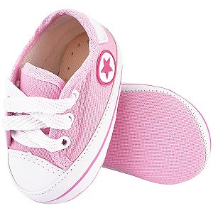 TENIS STARZINHO - COR ROSA BEBE - EMBORRACHADO ESTRELA - MATERIAL LONA - LINHA BABY