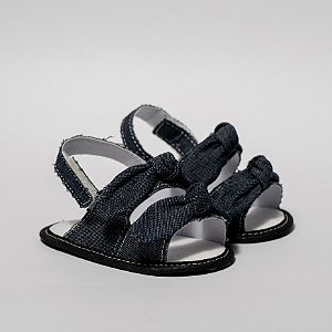 SANDALIA FEMININA 2023 - MODELO LAÇO NÓ - COR JEANS ESCURO - LINHA BABY