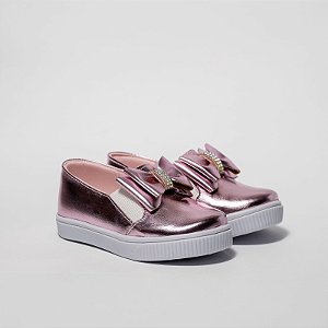 SLIP ON FEMININO - ROSA GOLDEN - LAÇO LUXO - FLOTER METAL - LINHA KIDS