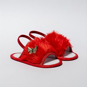 CHINELINHO VERMELHO MENINA - PELINHO APLICAÇÃO BORBOLETA - LINHA BABY