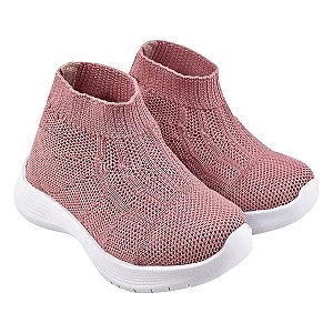 TENIS ESPORTIVO - MATERIAL DE TRICÔ - COR ROSE - SOLA MICRO EXPANDIDO - LINHA KIDS