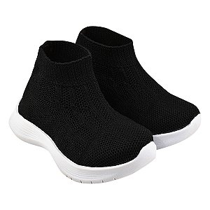 TENIS ESPORTIVO - MATERIAL DE TRICÔ - COR PRETO - SOLA MICRO EXPANDIDO - LINHA KIDS