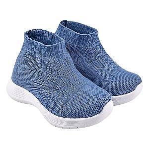 TENIS ESPORTIVO - MATERIAL DE TRICÔ - COR AZUL BEBÊ - SOLA MICRO EXPANDIDO - LINHA KIDS