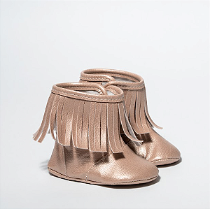 BOTA MENINA FRANJINHA - COR ROSE PEROLADO - LINHA BABY