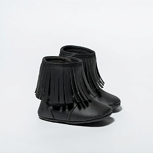 BOTA MENINA FRANJINHA - COR PRETO SINTÉTICO - LINHA BABY