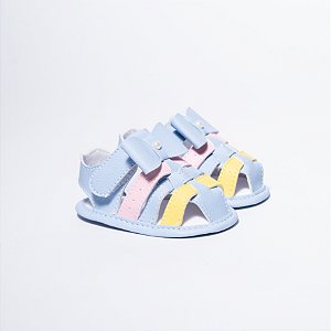 SANDALIA FEMININA - FRANCISCANA C/  LAÇO - COR AZUL BEBÊ - LINHA BABY