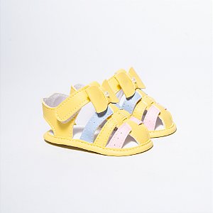 SANDALIA FEMININA - FRANCISCANA C/  LAÇO - COR AMARELO - LINHA BABY