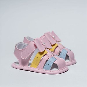 SANDALIA FEMININA - FRANCISCANA C/  LAÇO - COR ROSA BEBÊ - LINHA BABY