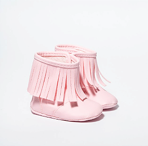 BOTA MENINA FRANJINHA - COR ROSA SINTÉTICO - LINHA BABY