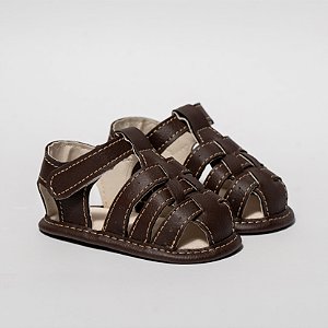 SANDÁLIA MASCULINA - MODELO FRANCISCANA FECHADA - COR CAFÉ - LINHA BABY