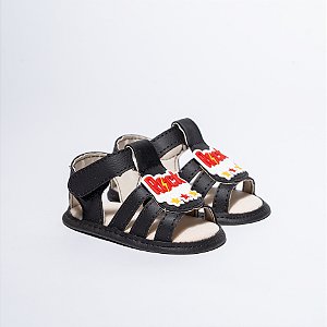 SANDALIA MASCULINA - APLICAÇÃO EMBORRACHADA - COR PRETO  - LINHA BABY