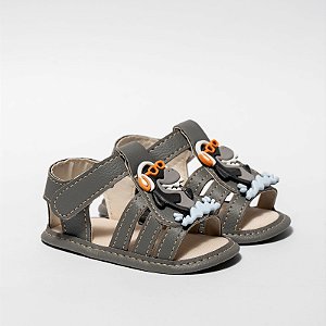SANDALIA MASCULINA - APLICAÇÃO EMBORRACHADA - COR CINZA - LINHA BABY
