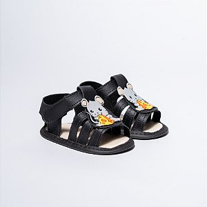 SANDALIA MASCULINA - APLICAÇÃO EMBORRACHADA "RATINHO" - COR PRETO - LINHA BABY