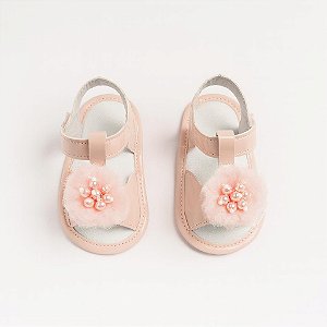 SANDALIA FEMININA POMPOM - COR ROSA - LINHA BABY
