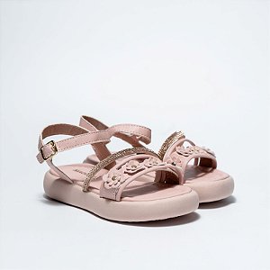SANDÁLIA FEMININA INFANTIL 4 FLORES - COR ROSE - LINHA KIDS