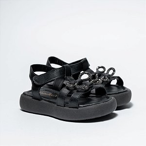 SANDÁLIA FEMININA INFANTIL 2 LAÇOS - COR PRETO - LINHA KIDS