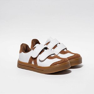TÊNIS MASCULINO - MODELO LEVI -COR BRANCO E CAREMELO - LINHA KIDS