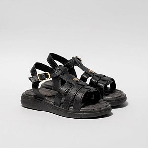 SANDÁLIA FEMININA - MODELO FRANCISCANA MODERNA - COR PRETO - LINHA KIDS