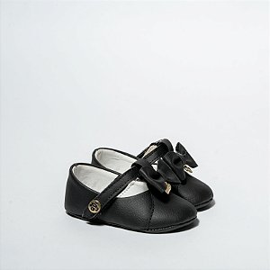 SAPATILHA BONECA - COR PRETO SINTETICO - LAÇO C/ PINGENTE  - LINHA BABY