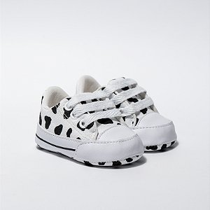 STARZINHO CANO BAIXO - COR BRANCO c/ ESTAMPA VAQUINHA - MATERIAL LONA - LINHA BABY