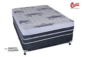 Cama Box + Colchão Castor Molas Pocket Silver Star AIR One Face ( Azul ) - Casal/Solteiro