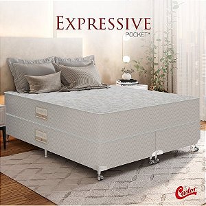 Cama box + Colchão Castor Expressive Pocket One Face - Casal/Solteiro