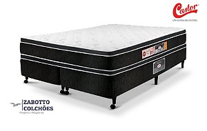 Cama Box +  Colchão Castor ESPUMA Black & White D33 AIR Double Face - Casal/Solteiro