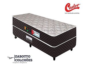 Cama box + Colchão Espuma Castor Sleep Max D45 - Solteiro