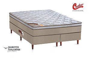 Cama Box + Colchão Castor Híbrido Revolution One Face - Casal/Solteiro