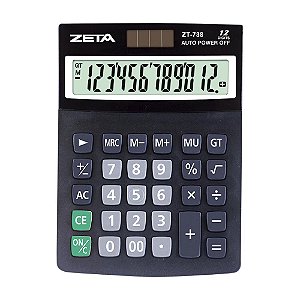 Calculadora de Mesa 12 Dígitos Preta Zeta ZT738
