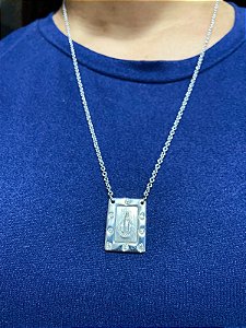 Colar em inox Nossa Senhora das Graças com Strass