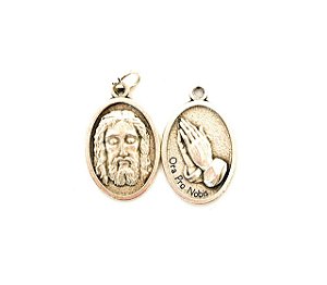 Medalha italiana Sagrada Face / Mãos em Oração (2,5x1,5 cm)