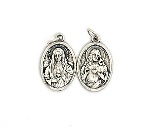 Medalha italiana Sagrado Coração de Jesus e Imaculado Coração de Maria (2,5x1,5 cm)