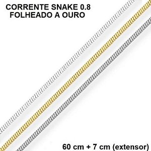Corrente Snake Semijoia 60 Cm Folheada a Ouro
